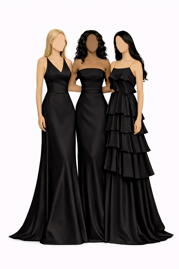 Madrinhas — vestido longo preto